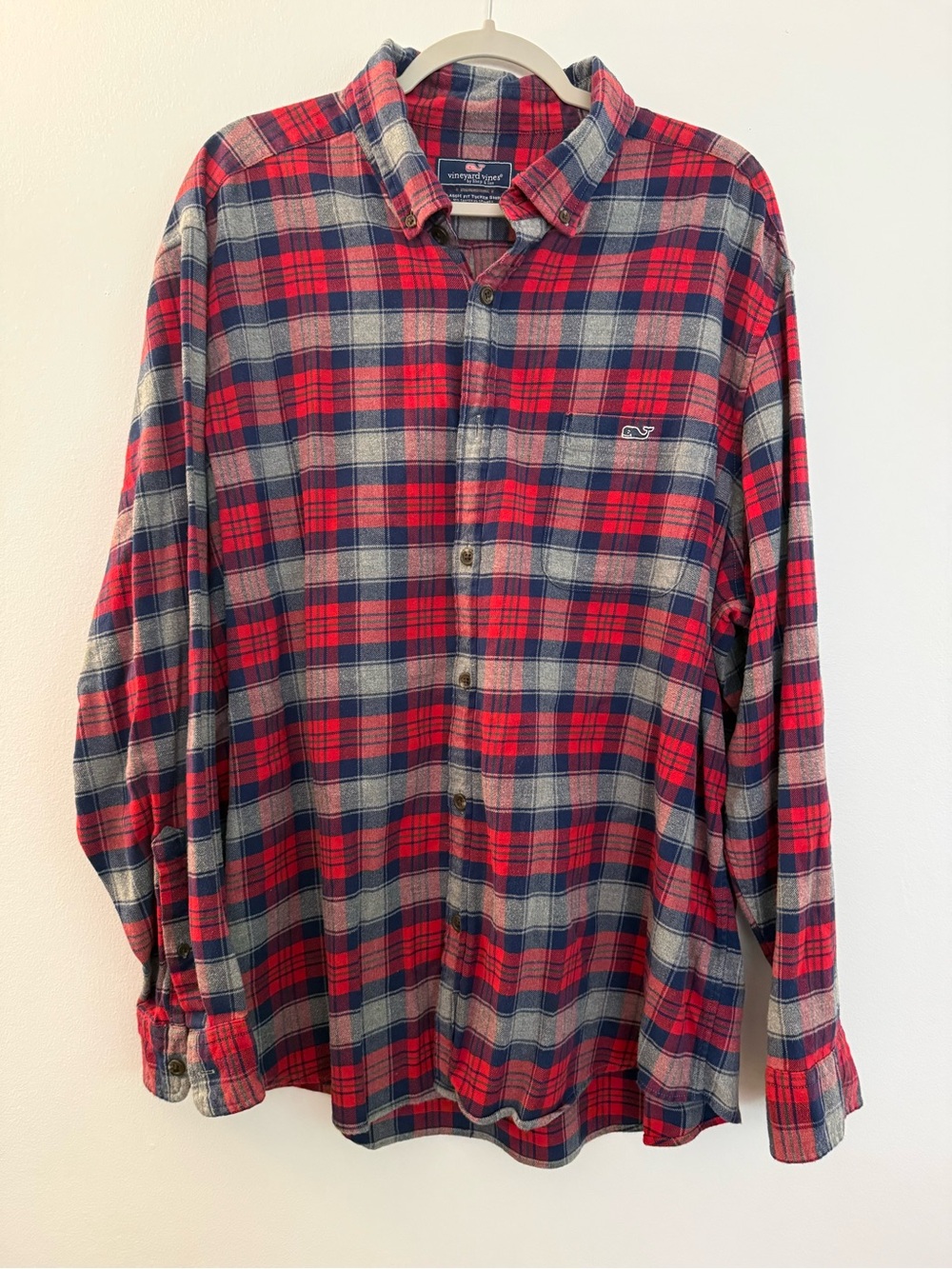 Vineyard Vines Classic Fit Tucker Shirt Red Navy Gray Plaid Flannel Men’s XXL